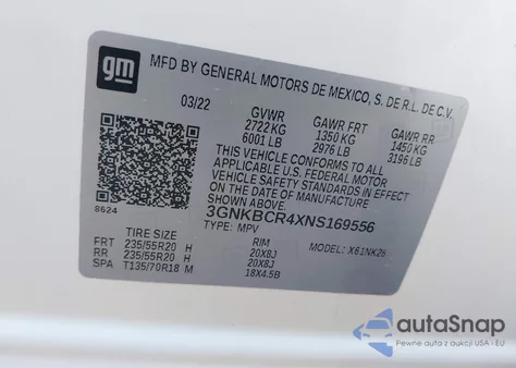 2022 Chevrolet Blazer Fwd 2Lt z USA, uszkodzony, nr VIN 3GNKBCR4XNS169556